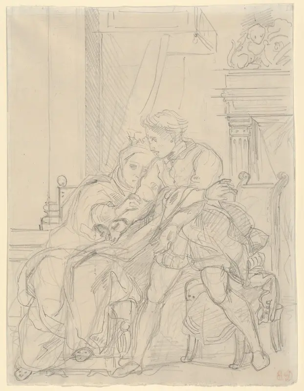 Hamlet Reproaches His Mother Wall Art by Eugène Delacroix - High-Resolution Digital Print
