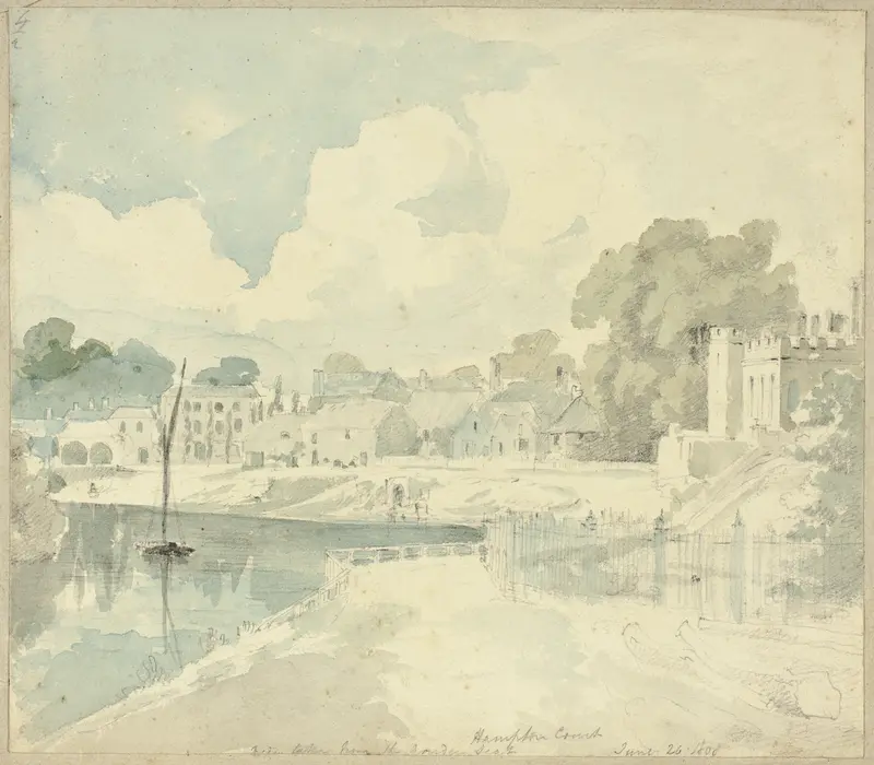 Hampton Court View taken from the Garden Seat Wall Art by Henry Edridge - High-Resolution Digital Print