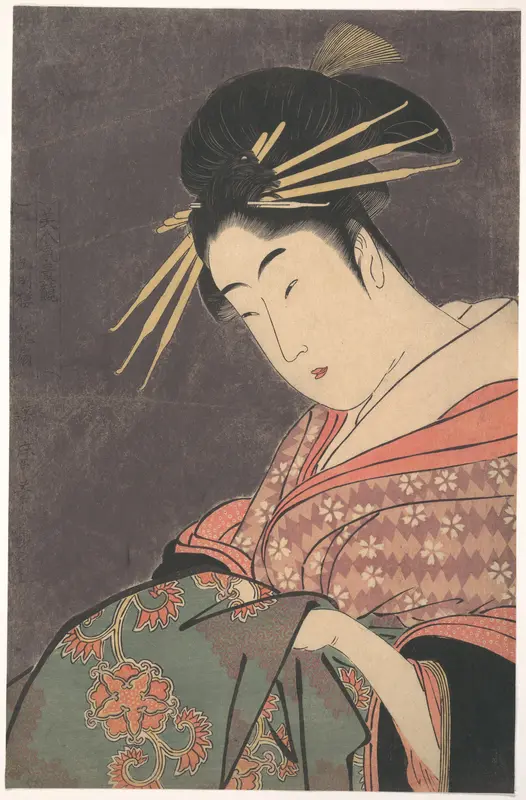 “Hanaōgi of the Gomeirō,” from the series Comparing the Charms of Beauties (Bijin kiryō kurabe: Gomeirō Hanaōgi)