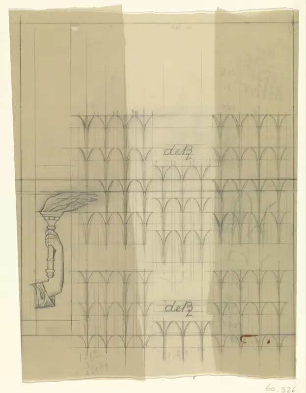 Hand met een fakkel en boogstructuren Wall Art by Leo Gestel - High-Resolution Digital Print