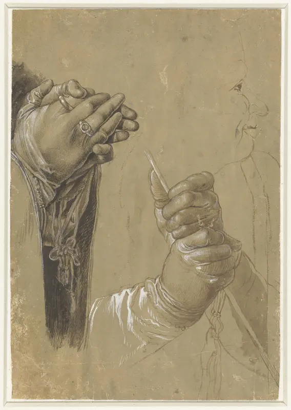 Handen en een profielkop Wall Art by Unknown - High-Resolution Digital Print