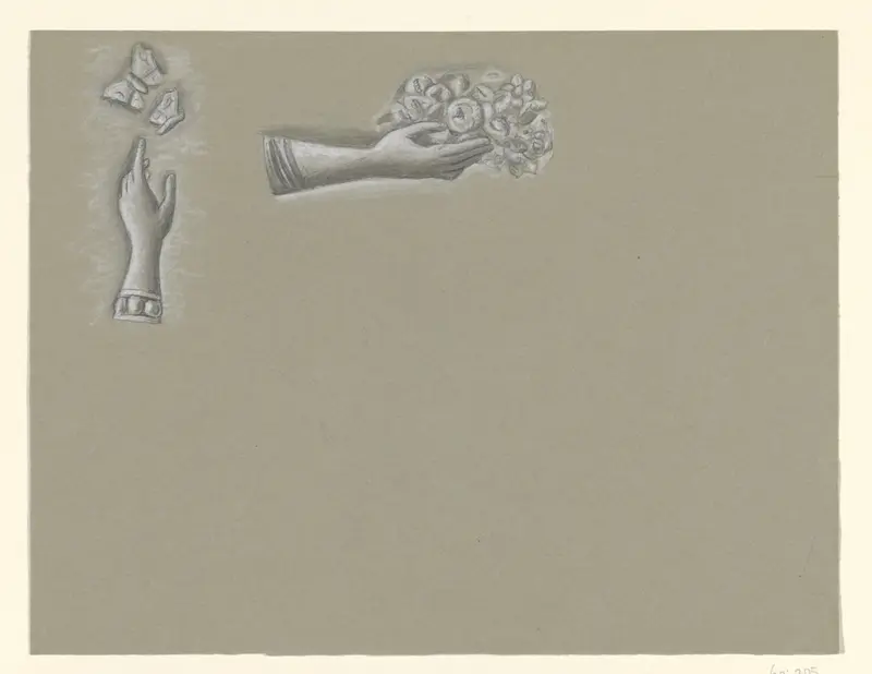 Handen met bloemen en vlinders Wall Art by Leo Gestel - High-Resolution Digital Print