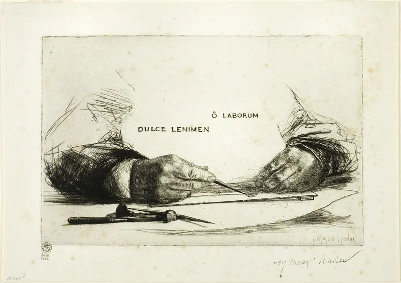 Hands Etching-O Laborum Wall Art by Francis Seymour Haden - High-Resolution Digital Print