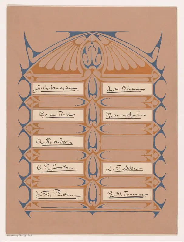 Handtekeningenblad met negen handtekeningen Wall Art by Reinier Willem Petrus de Vries (1874-1953) - High-Resolution Digital Print