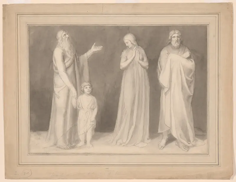 Hannah Presenting Samuel to Eli Wall Art by John Flaxman - High-Resolution Digital Print