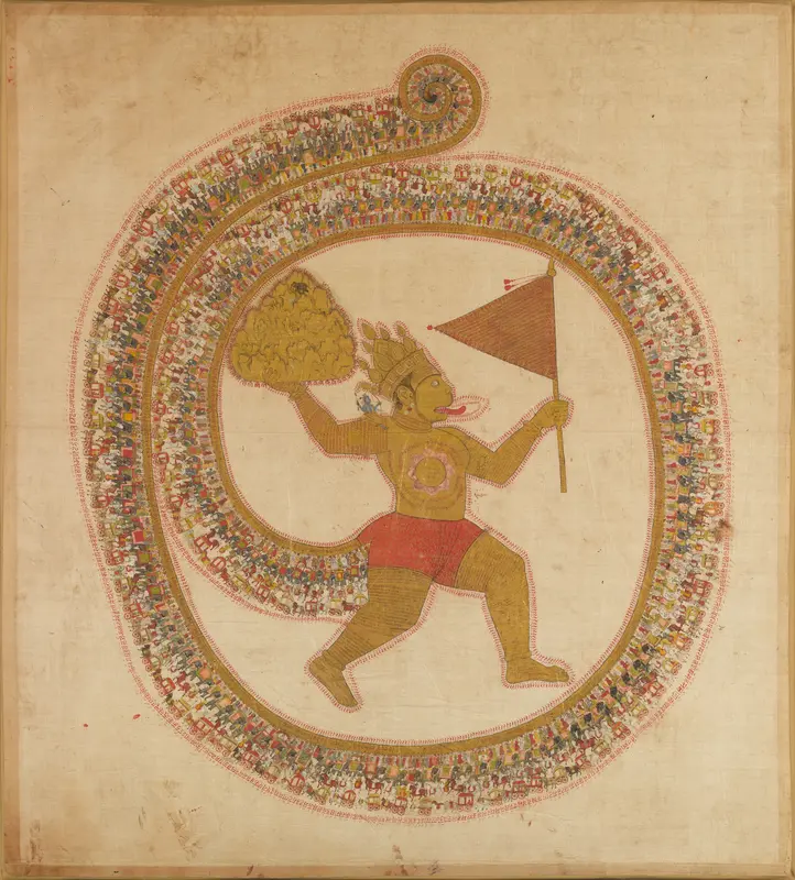 Hanuman Bearing the Mountaintop with Medicinal Herbs Wall Art by Unknown - High-Resolution Digital Print