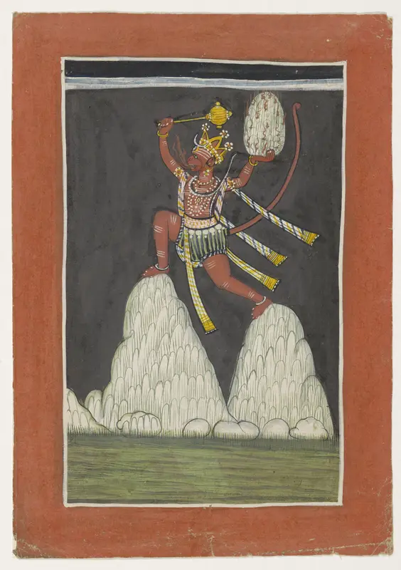 Hanuman springt op bergtoppen Wall Art by anonymous - High-Resolution Digital Print