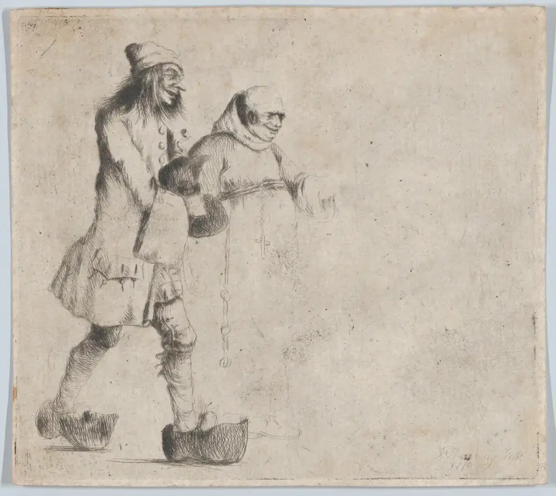 Happy Peasant and Monk Wall Art by Henry William Bunbury - High-Resolution Digital Print