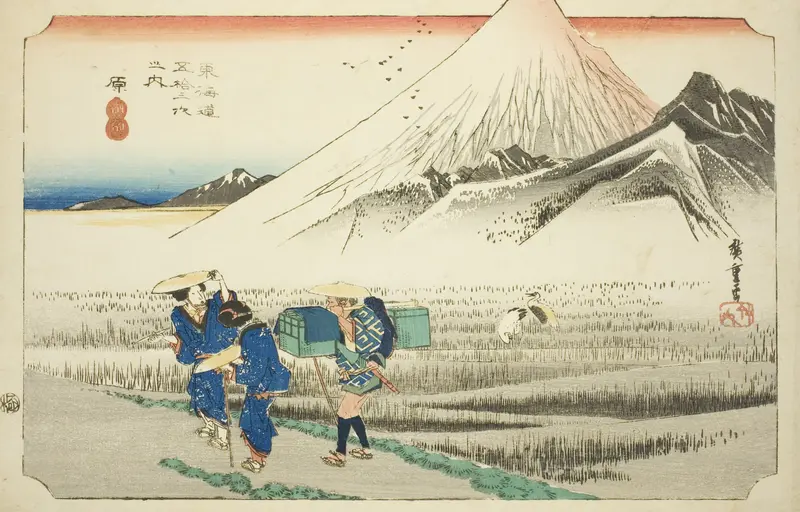 Hara: Mount Fuji in the Morning (Hara, asa no Fuji), from the series "Fifty-three Stations of the Tokaido Road (Tokaido gojusan tsugi no uchi)," also known as the Hoeido Tokaido