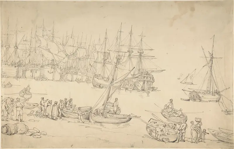 Harbor scene Wall Art by Thomas Rowlandson - High-Resolution Digital Print