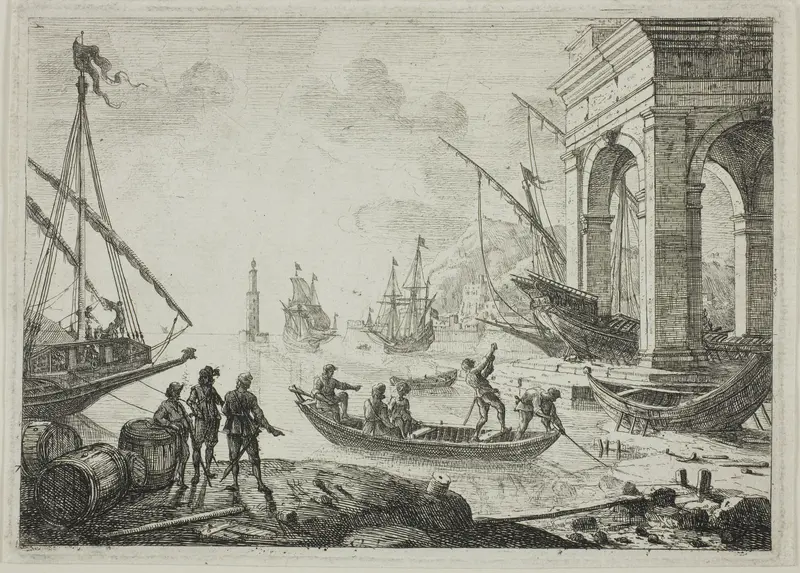 Harbor Scene with a Lighthouse Wall Art by Claude Lorrain - High-Resolution Digital Print
