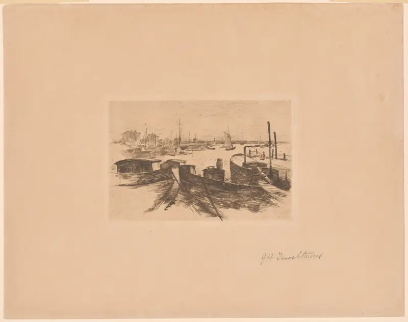 Harbor with Barges Wall Art by John Henry Twachtman - High-Resolution Digital Print
