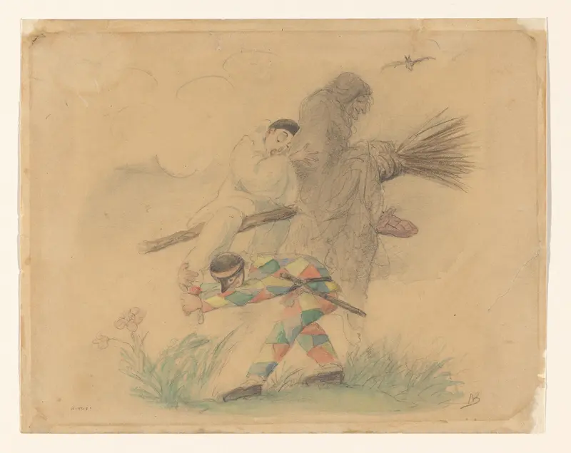 Harlekijn volgt Pierrot en Carabossa Wall Art by Unknown - High-Resolution Digital Print