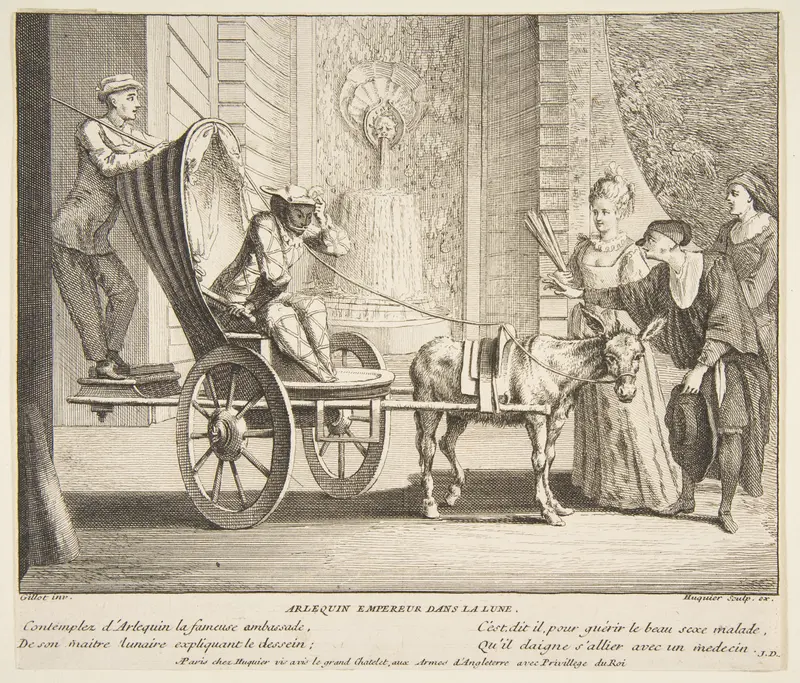 Harlequin, Emperor on the Moon Wall Art by Claude Gillot - High-Resolution Digital Print