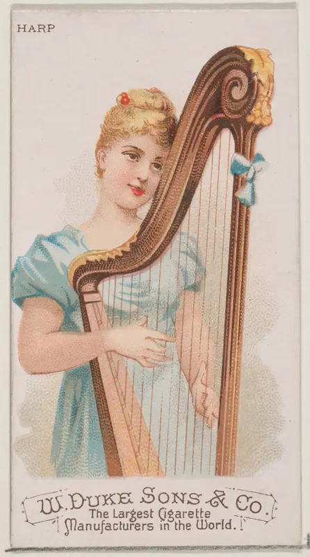 Harp, from the Musical Instruments series (N82) for Duke brand cigarettes Wall Art by W. Duke, Sons & Co. - High-Resolution Digital Print