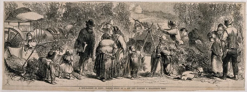 Harvest time in a hop-garden in Kent Wall Art by Anonymous - High-Resolution Digital Print