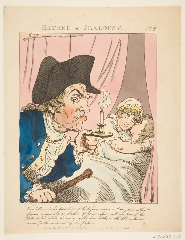 Hatred or Jealousy (Le Brun Travested, or Caricatures of the Passions) Wall Art by Thomas Rowlandson - High-Resolution Digital Print