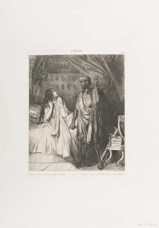 "Have you pray'd tonight, Dedesmona?": plate 12 from Othello (Act 5, Scene 2) Wall Art by Théodore Chassériau - High-Resolution Digital Print