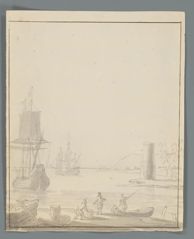 Haven met schepen en werkers Wall Art by Matthijs Balen (1684-1766) - High-Resolution Digital Print