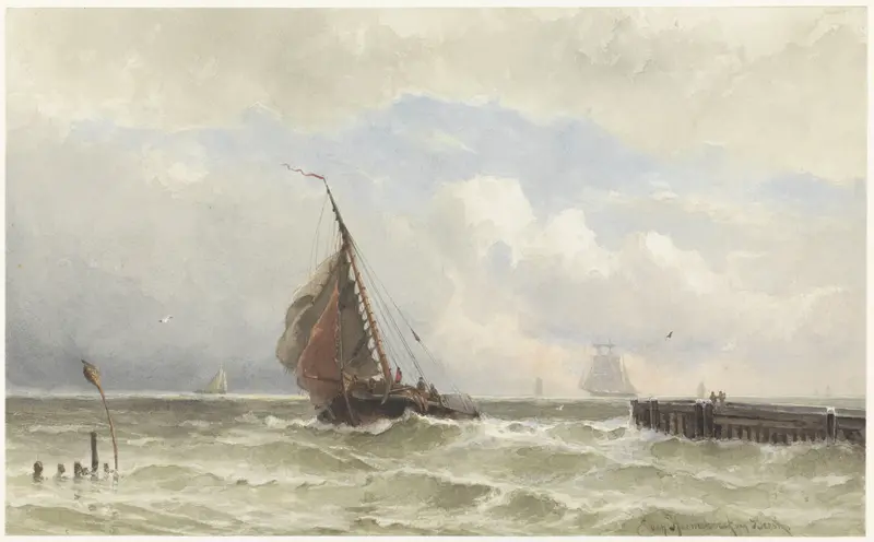 Haven van Vlissingen, met inkomende zeilschip Wall Art by jonkheer Jacob Eduard van Heemskerck van Beest - High-Resolution Digital Print