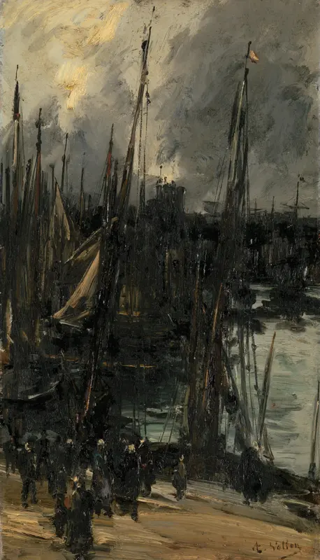 Havengezicht in Duinkerken (of Dieppe?) Wall Art by Antoine Vollon - High-Resolution Digital Print