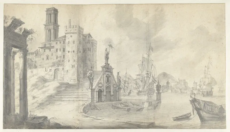 Havengezicht in stad aan de Middellandse Zee Wall Art by Jan Abrahamsz. Beerstraten - High-Resolution Digital Print