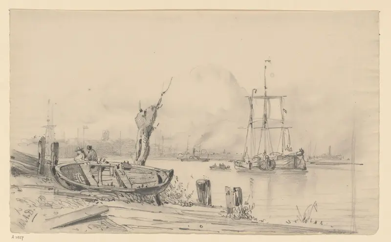 Havengezicht vanaf de oever Wall Art by Willem Anthonie van Deventer - High-Resolution Digital Print