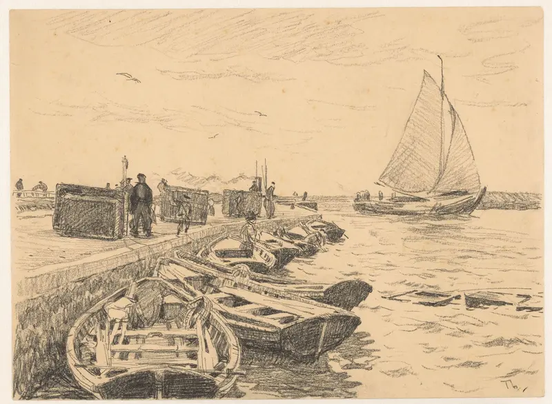 Haveningang met aangemeerde roeiboten Wall Art by Willem Bastiaan Tholen - High-Resolution Digital Print