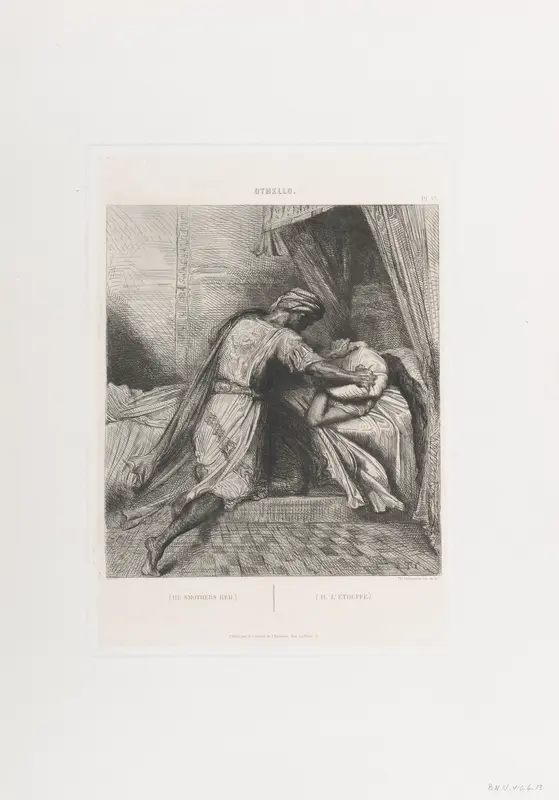 "He smothers her": plate 13 from Othello (Act 5, Scene 2) Wall Art by Théodore Chassériau - High-Resolution Digital Print