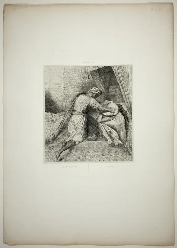 He Smothers Her, plate thirteen from Othello Wall Art by Théodore Chassériau - High-Resolution Digital Print