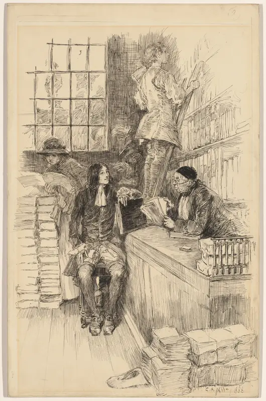He went to Tonson, illustration to "The Noble Patron" Wall Art by Edwin Austin Abbey - High-Resolution Digital Print
