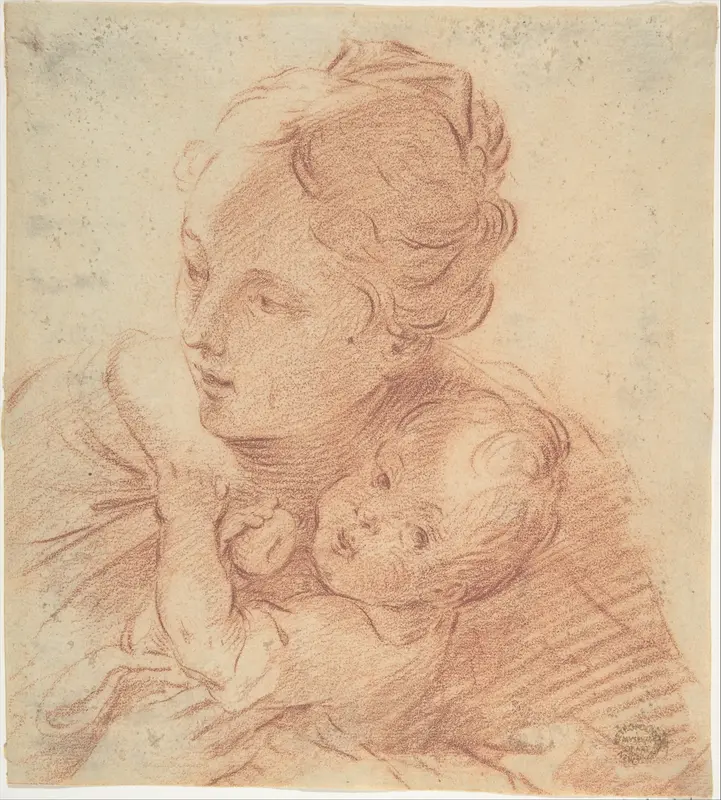 Head and Shoulders of a Mother and Child Wall Art by Anonymous, Italian, 18th century - High-Resolution Digital Print