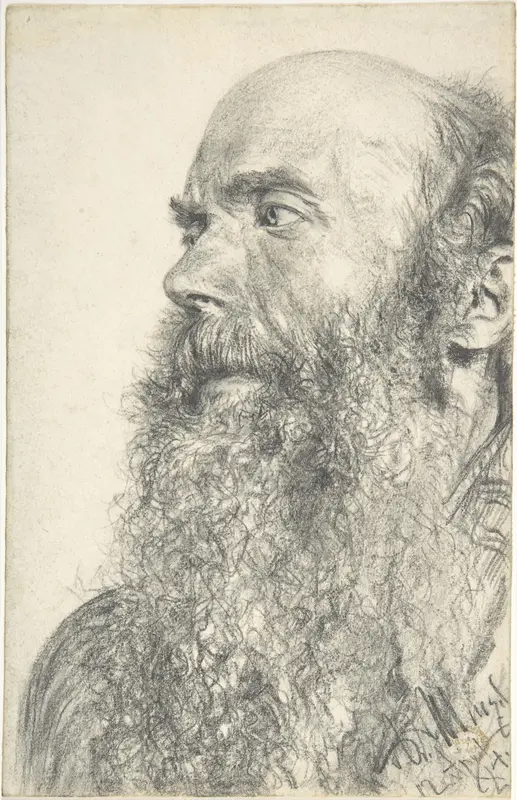 Head of a Bearded Man Wall Art by Adolph Menzel - High-Resolution Digital Print
