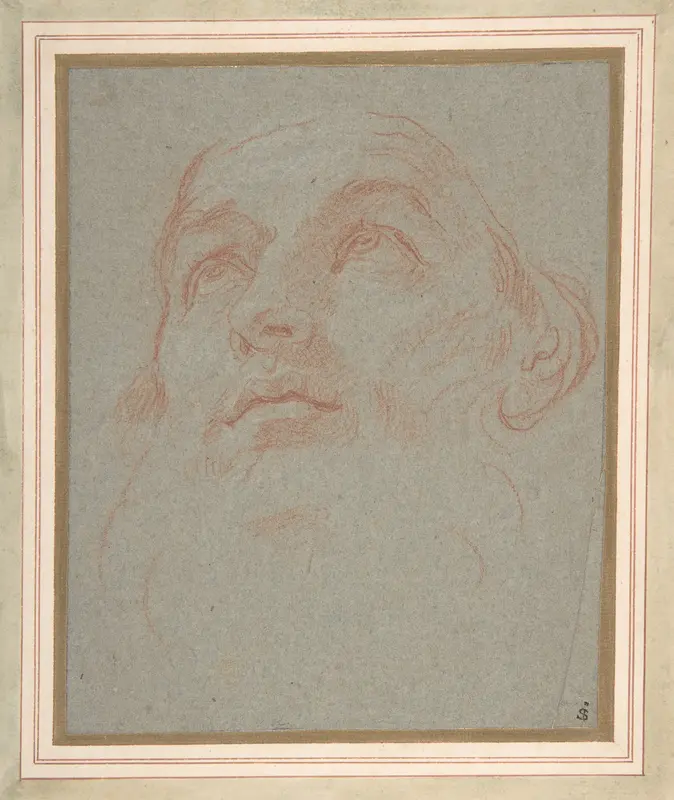 Head of a Bearded Man Looking to Upper Left (Saint Ambrose) Wall Art by Carlo Maratti - High-Resolution Digital Print