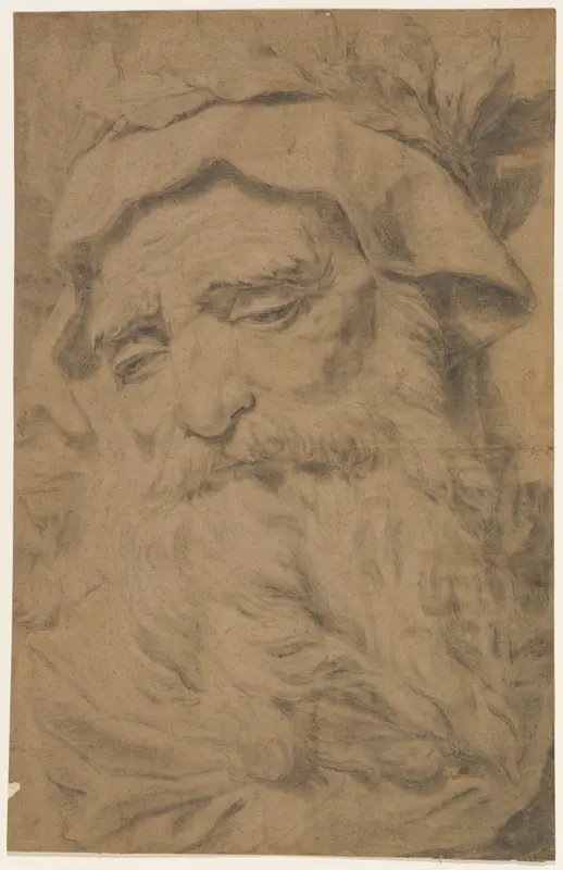 Head of a Bearded Old Man Wearing a Laurel Crown Wall Art by Antoine François Callet - High-Resolution Digital Print