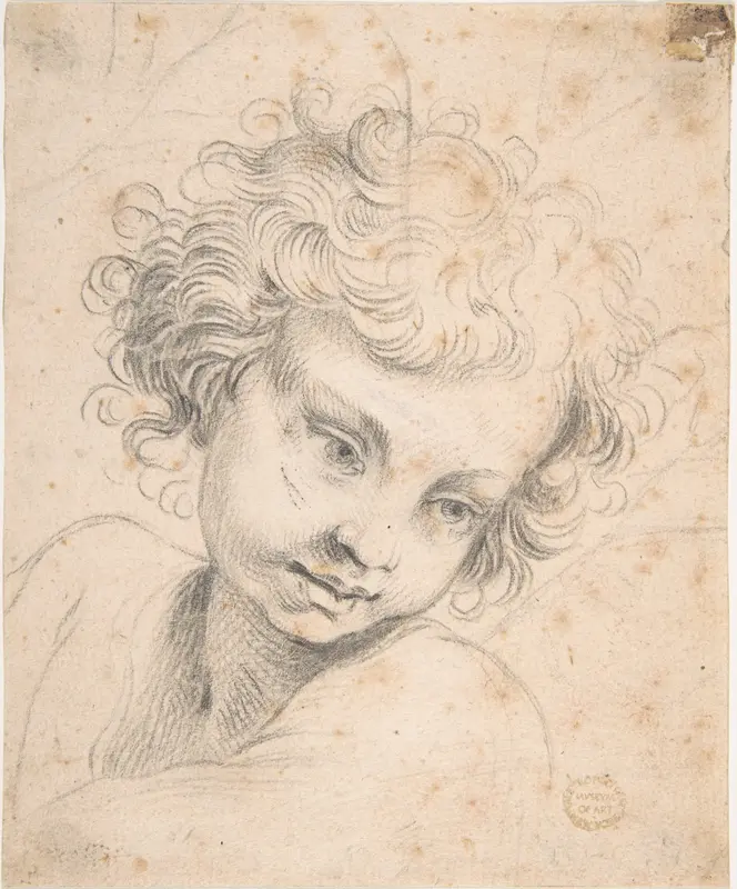 Head of a Child, copy of engraving by Luca Ciamberlano Wall Art by Anonymous, Italian, Roman-Bolognese, 17th century - High-Resolution Digital Print
