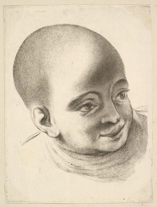 Head of a Child, from Livre de Têtes Gravées d'apres F. Boucher et Autres (Book of Heads Engraved after F. Boucher and Others) Wall Art by Anonymous, French, 18th century - High-Resolution Digital Print