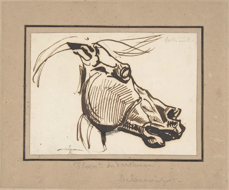 Head of a Horse, after the Parthenon Wall Art by Eugène Delacroix - High-Resolution Digital Print
