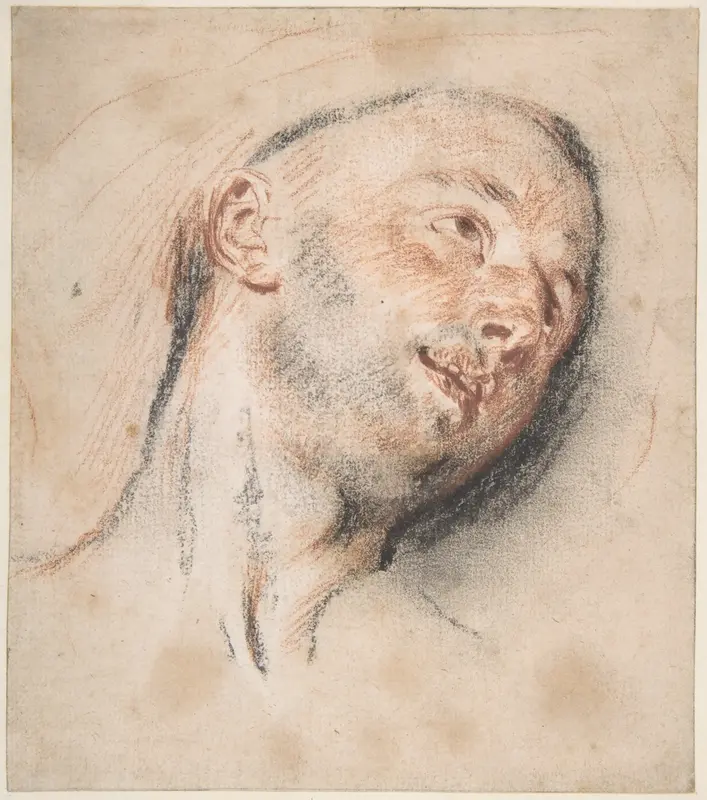 Head of a Man Wall Art by Antoine Watteau - High-Resolution Digital Print