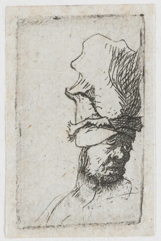 Head of a Man in a High Hat Wall Art by Rembrandt van Rijn - High-Resolution Digital Print