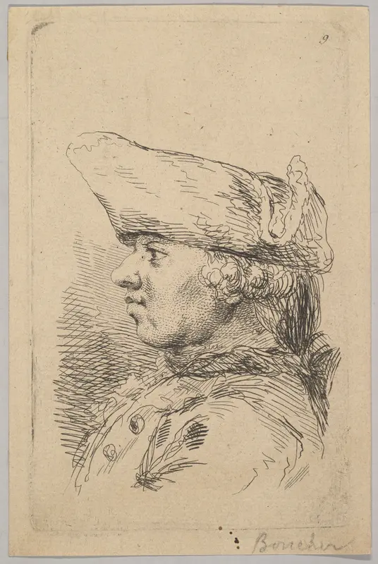Head of a man in profile wearing a tricorne Wall Art by Anonymous, French, 18th century - High-Resolution Digital Print