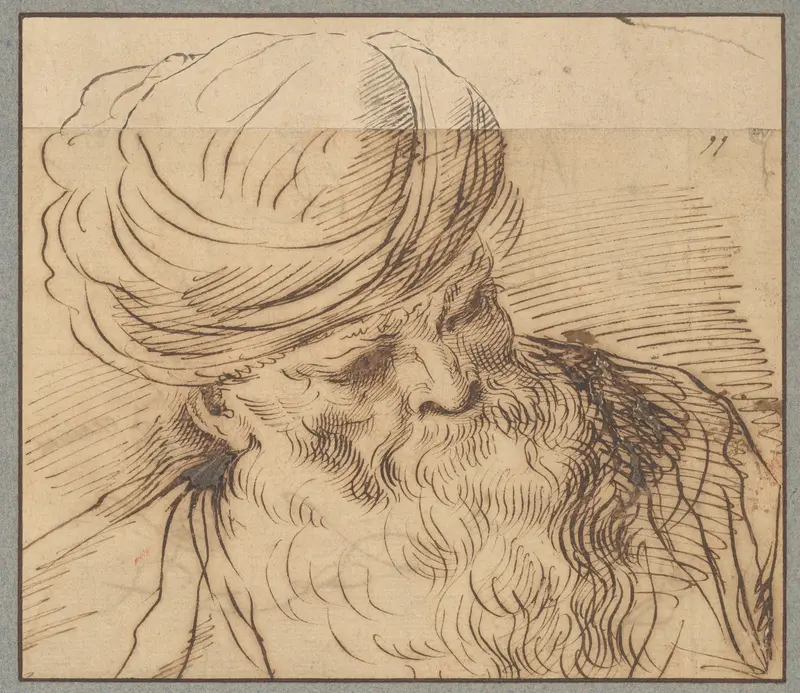 Head of a Man with a Turban Wall Art by Imitator of Guercino - High-Resolution Digital Print