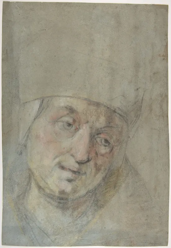 Head of a Pope(?) (recto); Two Studies of Left Hand (verso) Wall Art by Jacopo Bassano (Jacopo da Ponte) - High-Resolution Digital Print