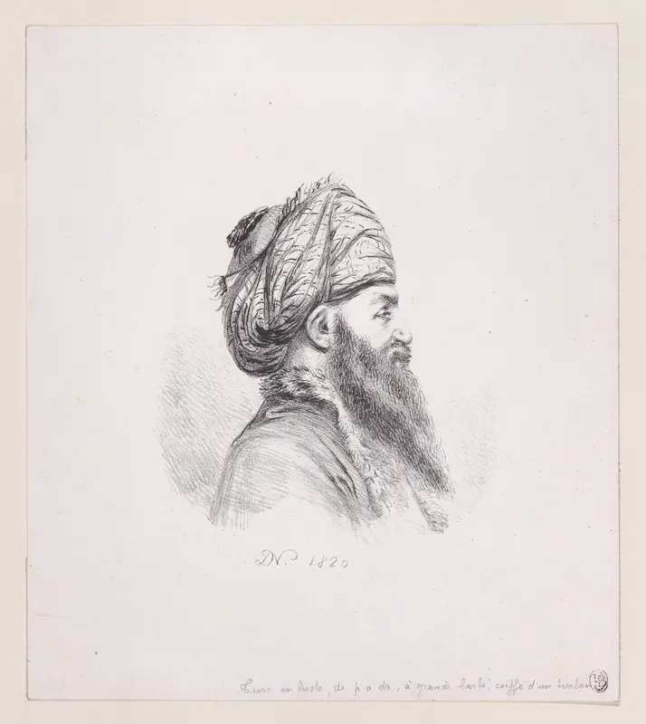 Head of a turk, with beard and turban Wall Art by Baron Dominique Vivant Denon - High-Resolution Digital Print