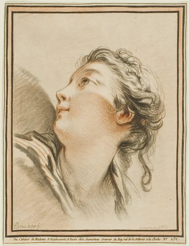 Head of a Woman Wall Art by Gilles Demarteau - High-Resolution Digital Print