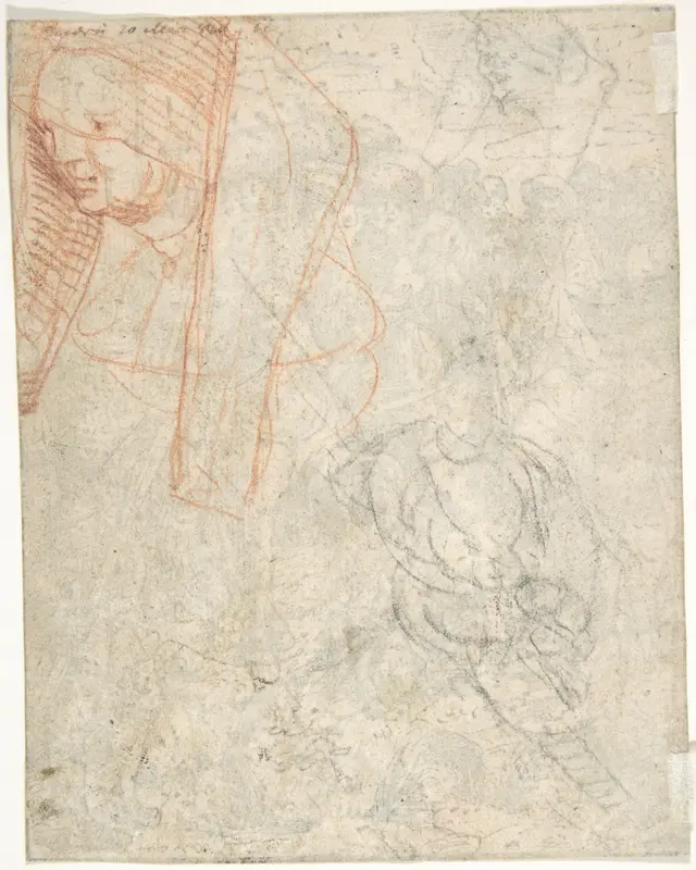 Head of a Woman and Sketch of a Figure (?) Wall Art by Anonymous, German, 16th century - High-Resolution Digital Print