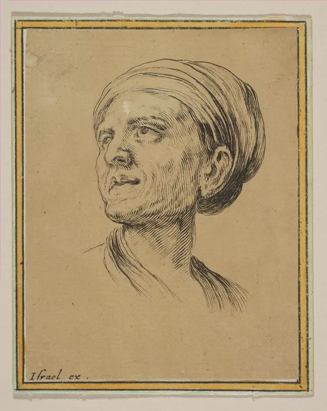 Head of a Woman in Three Quarter View, from "Various heads and figures" (Diverses tétes et figures) Wall Art by Stefano della Bella - High-Resolution Digital Print