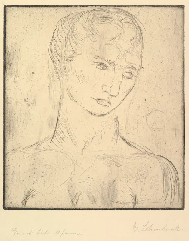 Head of a Woman (Kopf Groß) Wall Art by Wilhelm Lehmbruck - High-Resolution Digital Print