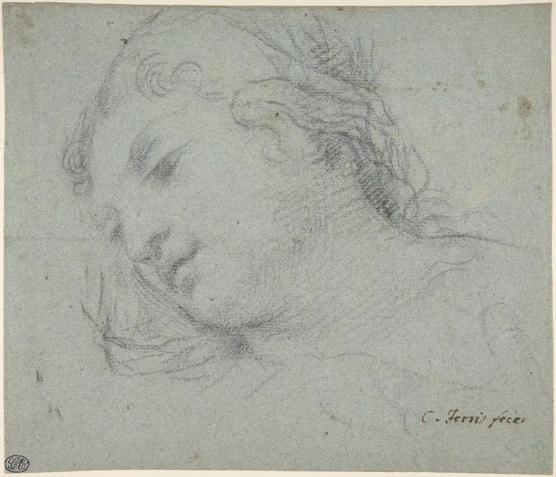 Head of a Woman (recto); Head of a Child, Study of Children's Forearms (verso) Wall Art by Ciro Ferri - High-Resolution Digital Print