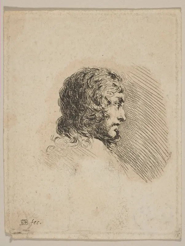 Head of a young man in profile, from "Various Portraits" (Recueil de Diverses Piéces Servant à l'Art de Portraiture) Wall Art by Stefano della Bella - High-Resolution Digital Print